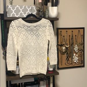 Cream Colored Holiday Sweater with Metallic Detail